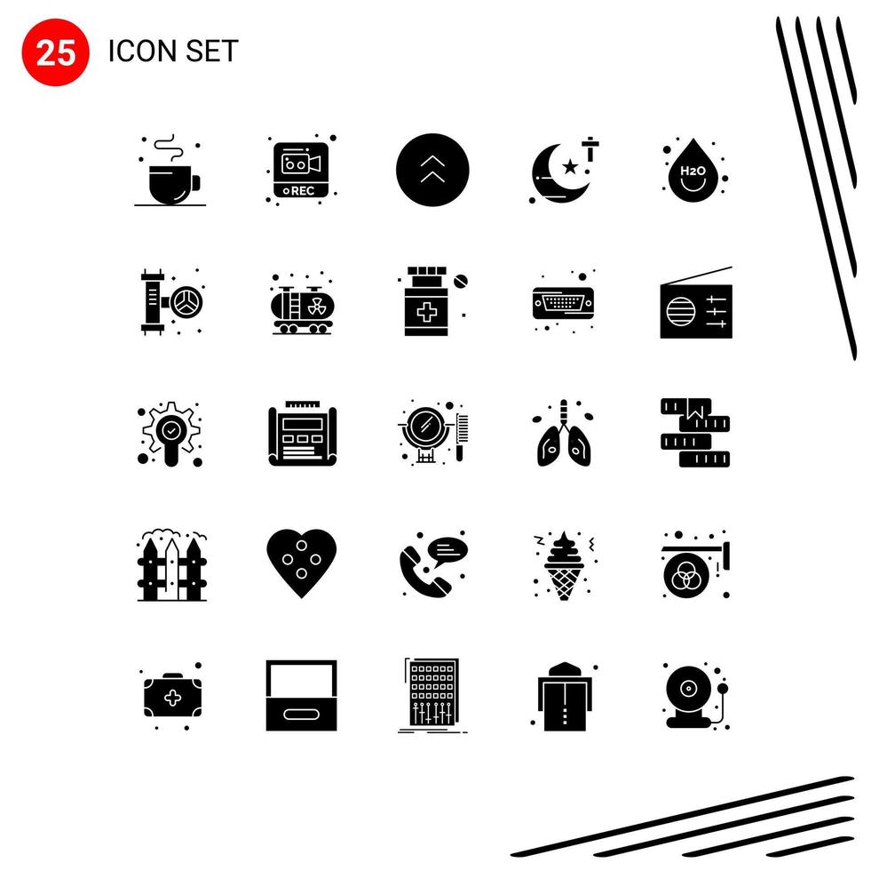 Modern Set of 25 Solid Glyphs and symbols such as drink theology arrows studies religion Editable Vector Design Elements
