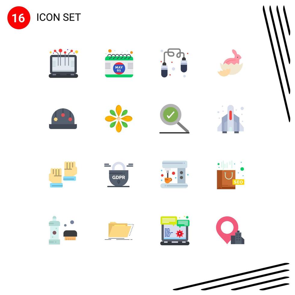 Group of 16 Flat Colors Signs and Symbols for toy baby exercise nature easter Editable Pack of Creative Vector Design Elements