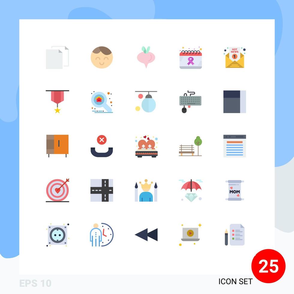 25 Flat Color concept for Websites Mobile and Apps media breaking news turnip world day Editable Vector Design Elements
