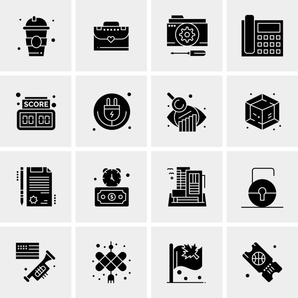 16 iconos de negocios universales vector ilustración de icono creativo para usar en proyectos relacionados con la web y dispositivos móviles