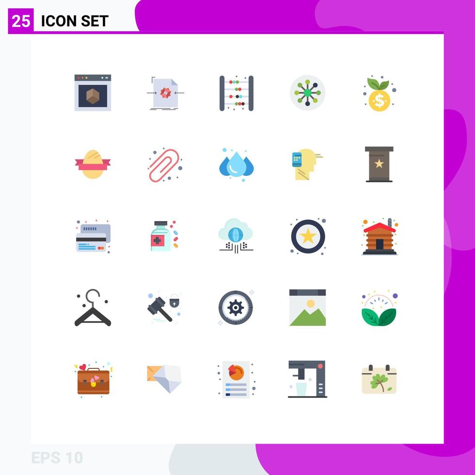 Modern Set of 25 Flat Colors and symbols such as chemistry biology processing atom kids Editable Vector Design Elements