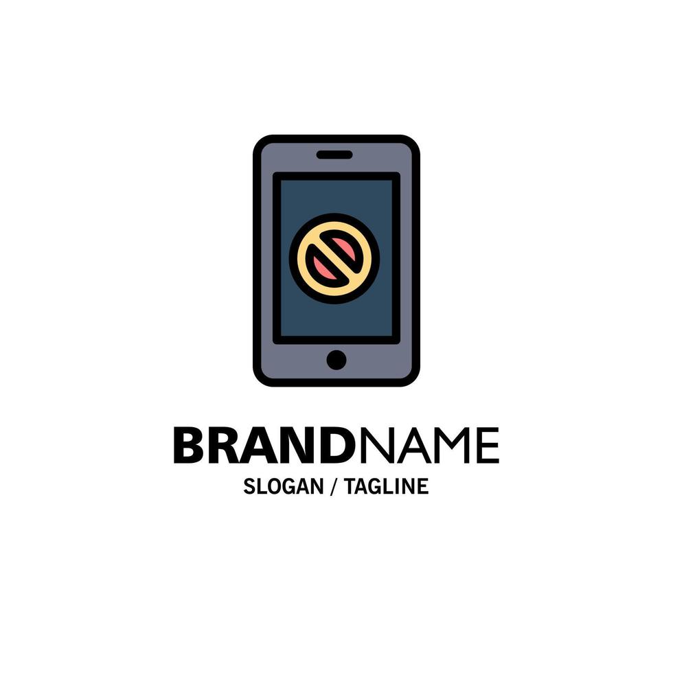 Mobile Cell Phone No No Mobile Business Logo Template Flat Color vector