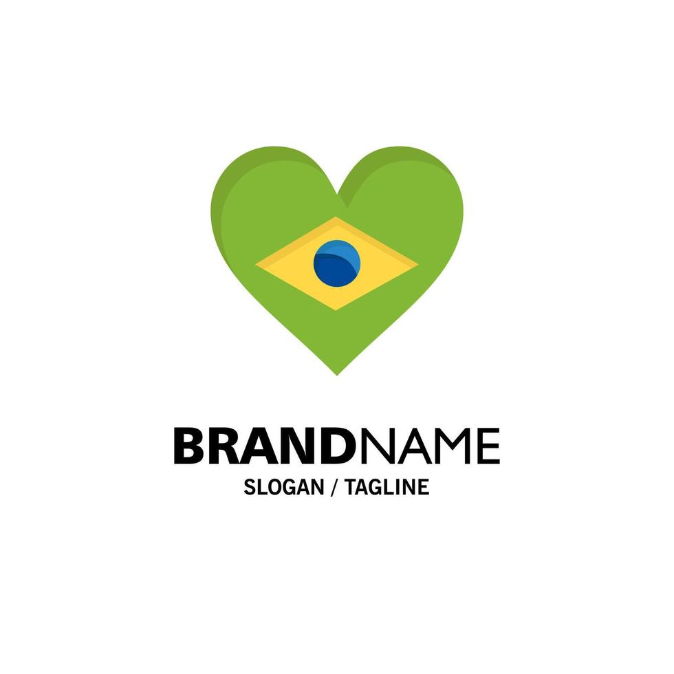 Heart Brazil Flag Love Business Logo Template Flat Color vector