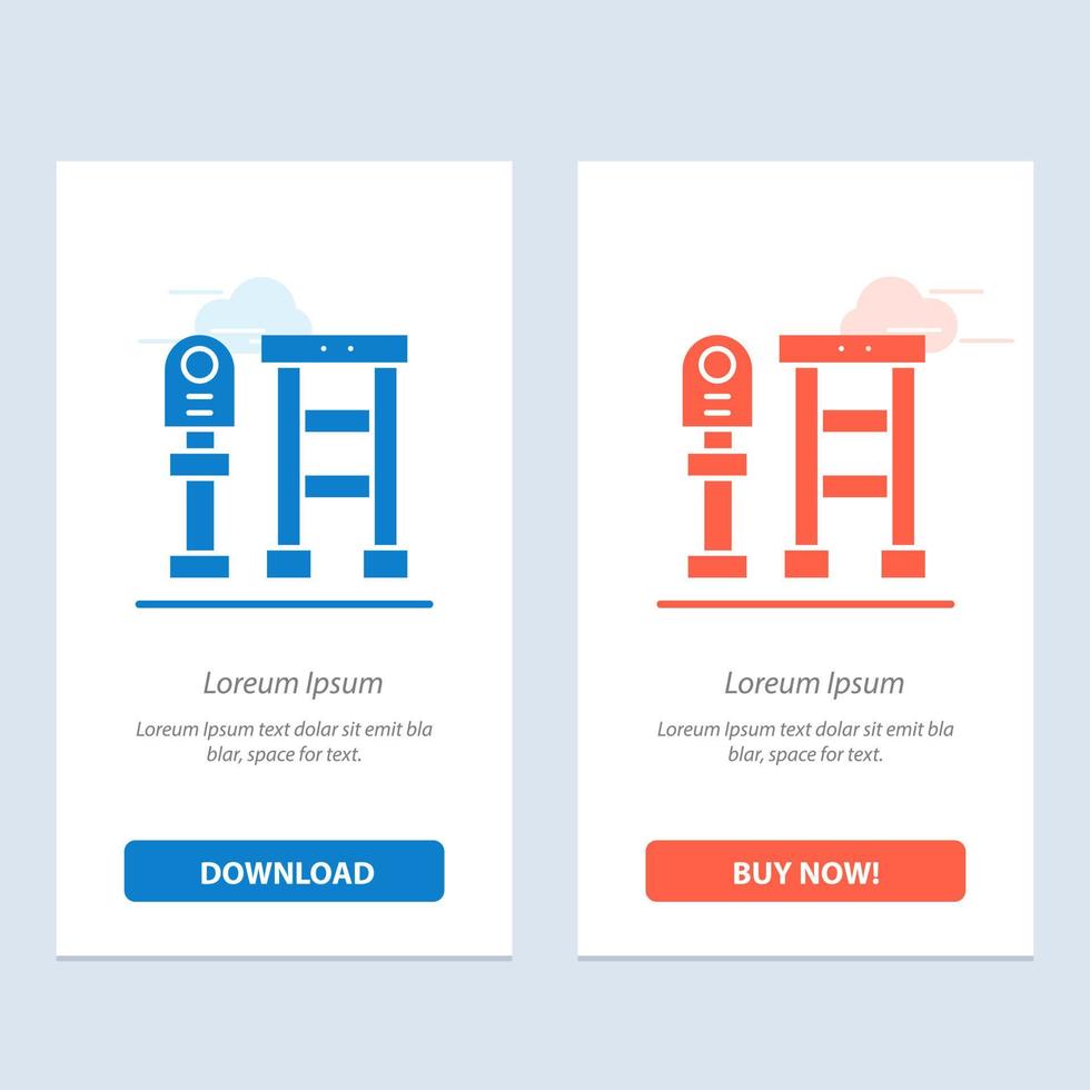 Bench Bus Station Stop  Blue and Red Download and Buy Now web Widget Card Template vector