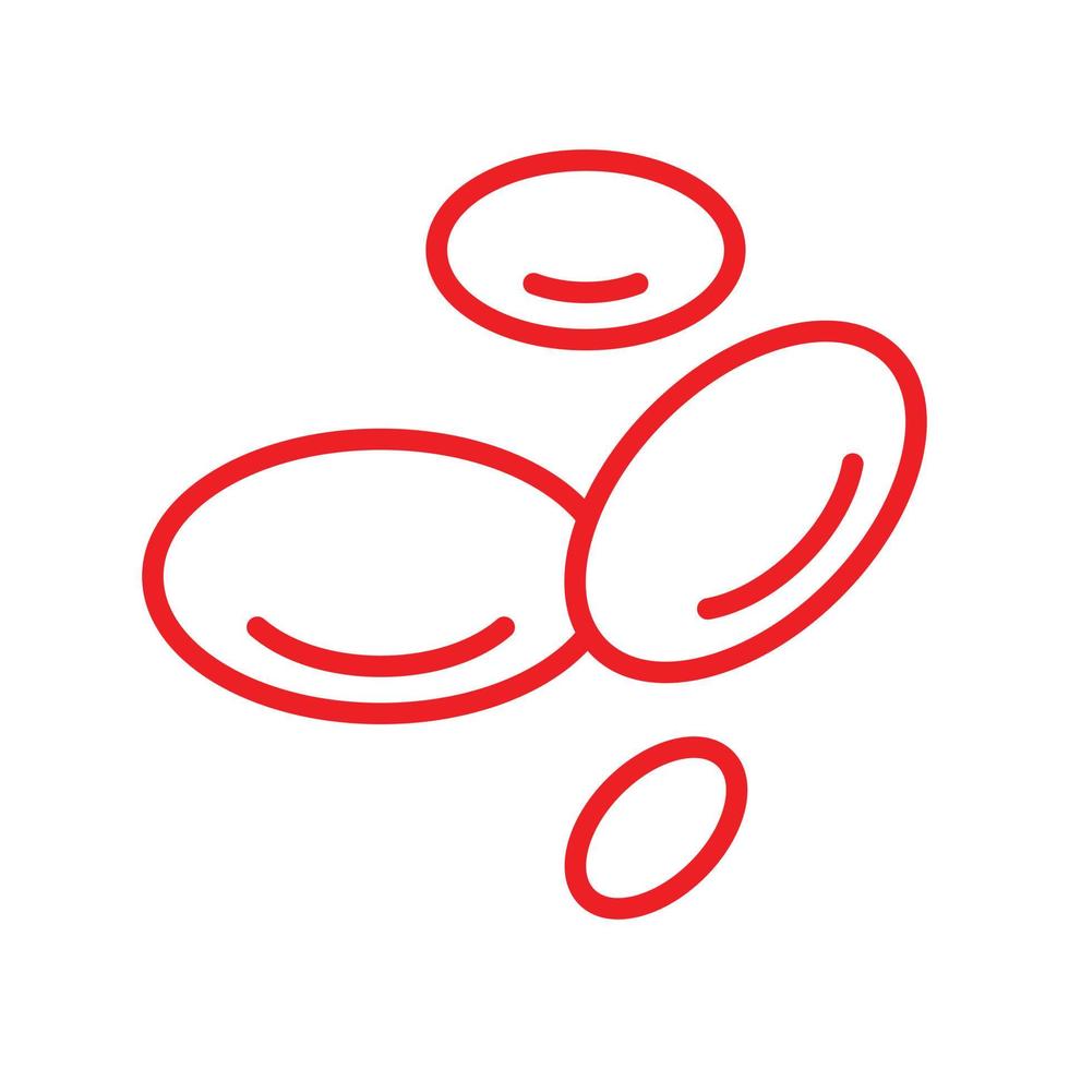 eps10 rojo vector glóbulos línea abstracta icono de arte aislado sobre fondo blanco. símbolo de contorno de eritrocitos en un estilo moderno y sencillo para el diseño de su sitio web, logotipo y aplicación móvil