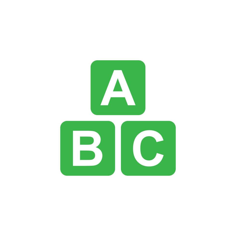 eps10 green vector ABC block letters solid art icon isolated on white background. ABC cubes child education symbol in a simple flat trendy modern style for your website design, logo, and mobile app