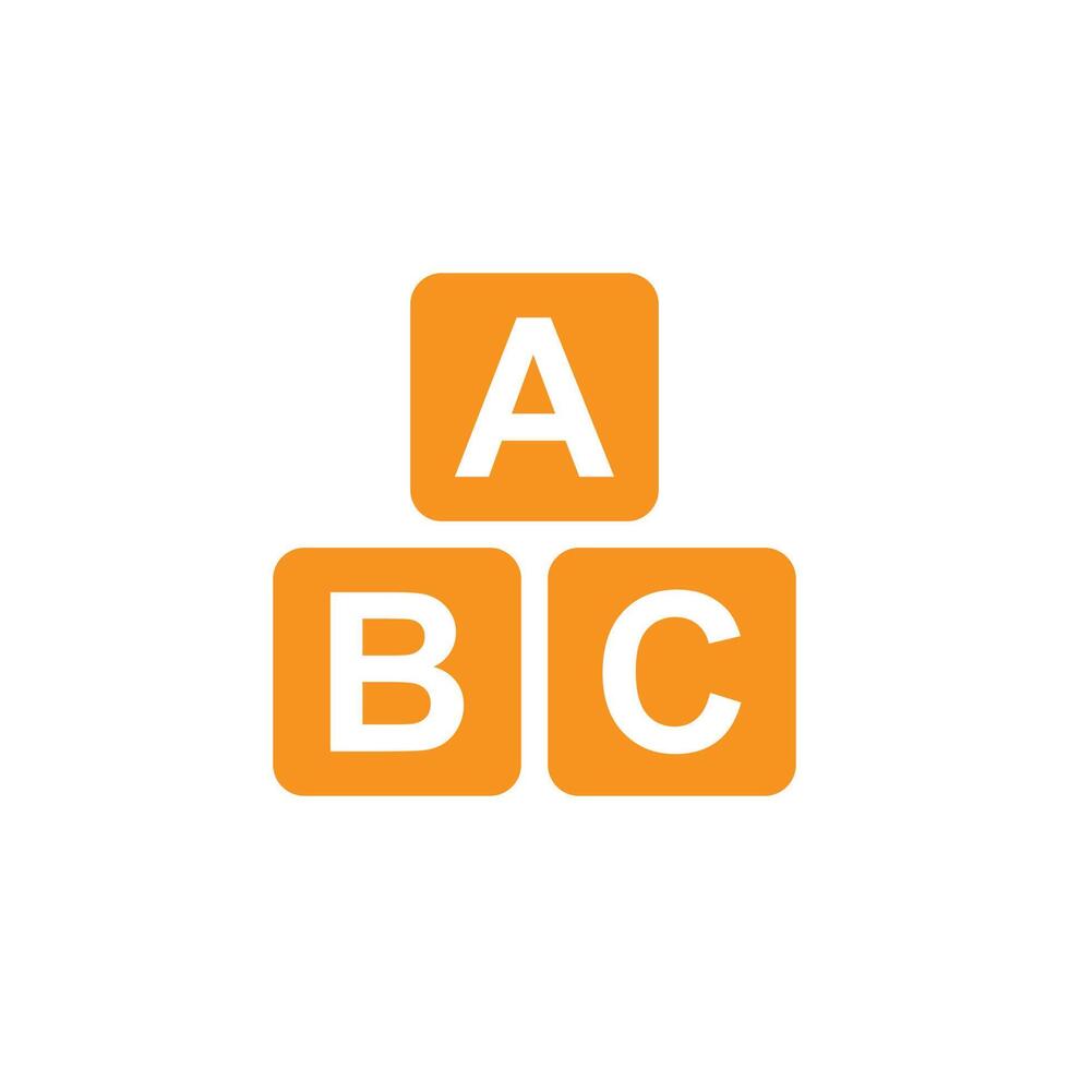 eps10 vector naranja abc letras de bloque icono de arte sólido aislado sobre fondo blanco. símbolo de educación infantil de cubos abc en un estilo moderno y plano simple para el diseño de su sitio web, logotipo y aplicación móvil