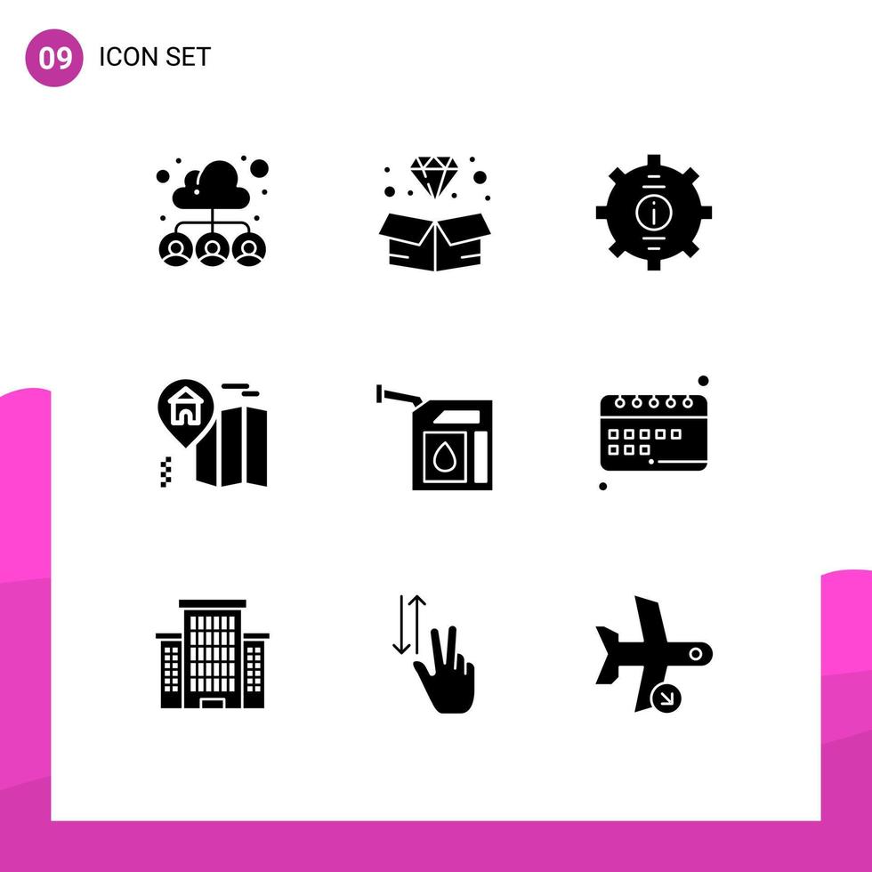 9 Solid Glyph concept for Websites Mobile and Apps car location jewelry home service Editable Vector Design Elements