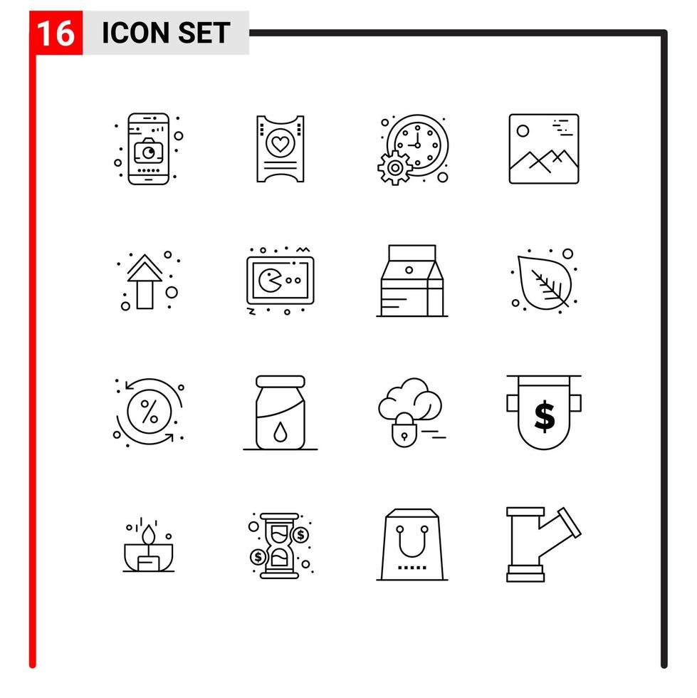 conjunto de 16 iconos de interfaz de usuario modernos símbolos signos para flechas administración de canadá galería de imágenes elementos de diseño vectorial editables vector