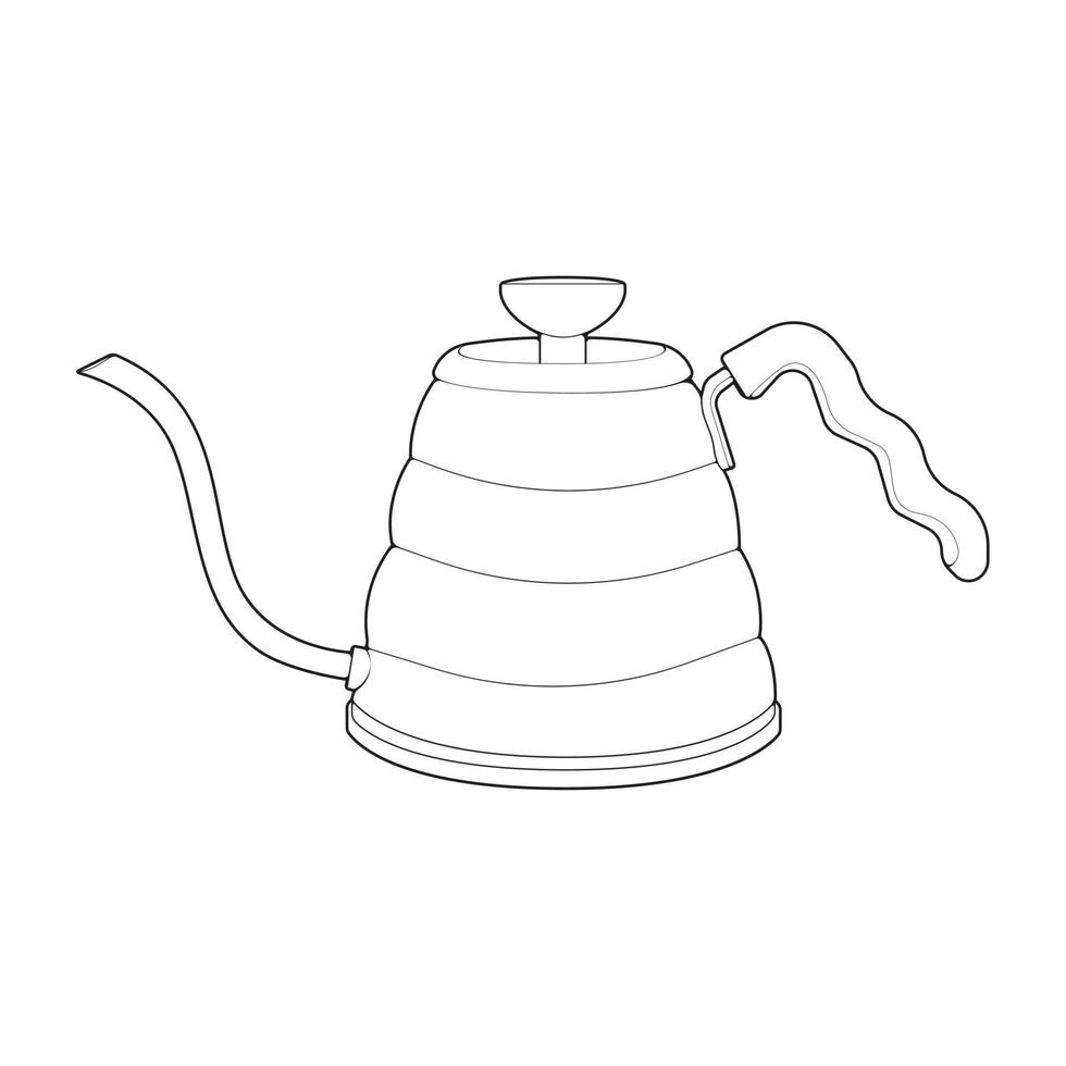 Kettle line vector art. Teapot logo. Kettle with handle isolated on white background. Kettle in line art style vector icon.
