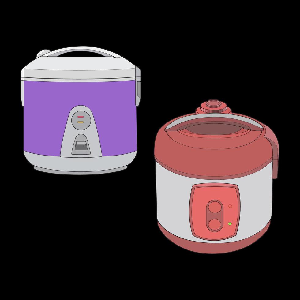 Set of Rice cooker, Magic jar, Illustration vector, Hand drawn art vector, Outline art. vector