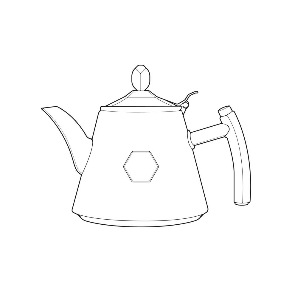 Kettle line vector art. Teapot logo. Kettle with handle isolated on