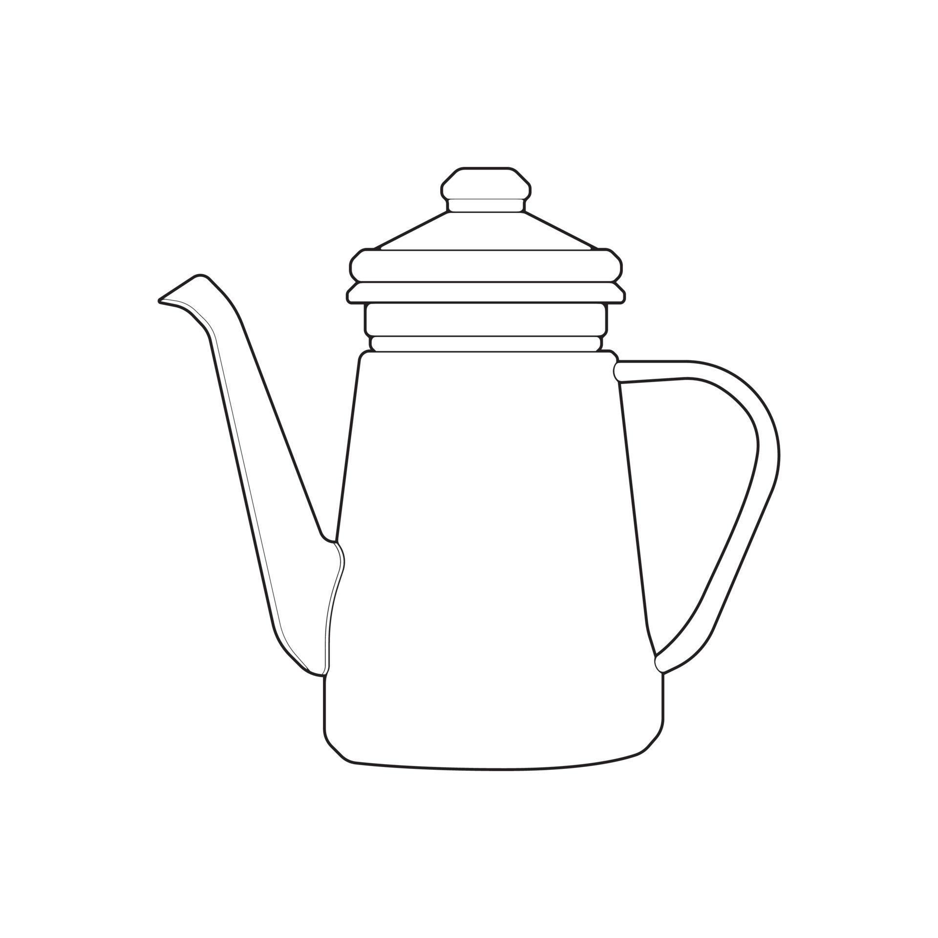 Kettle line vector art. Teapot logo. Kettle with handle isolated on