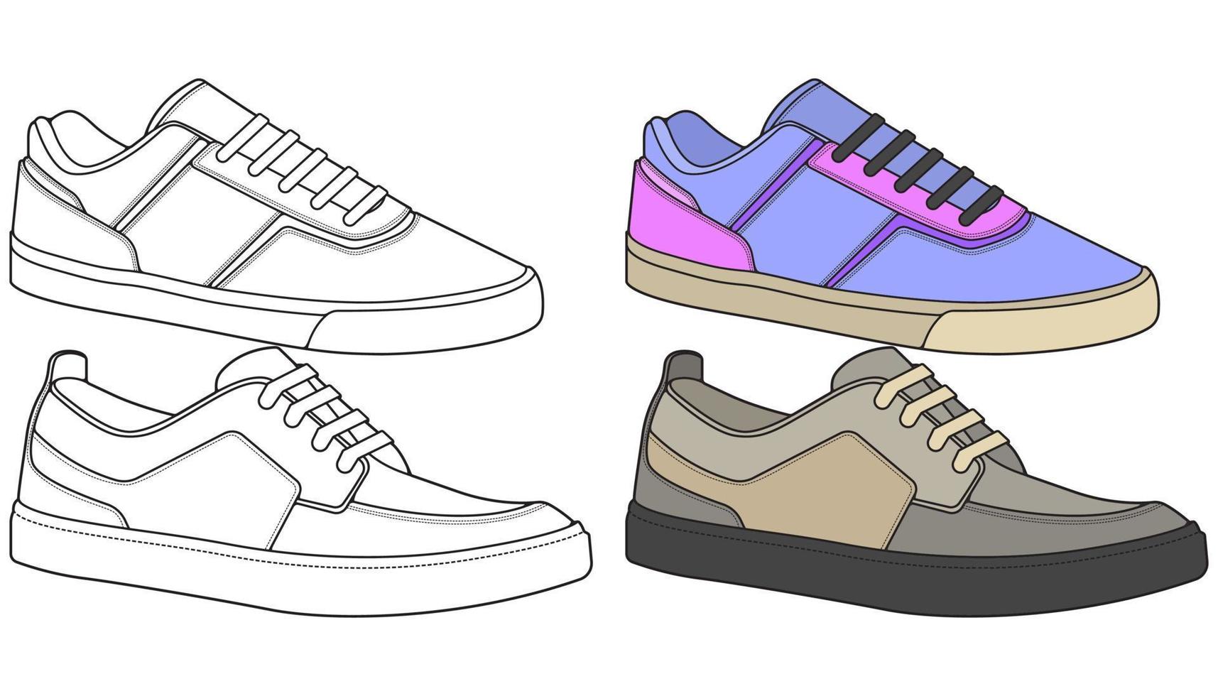 Set off Sneaker shoe . Concept. Flat design. Vector illustration. Sneakers in flat style.