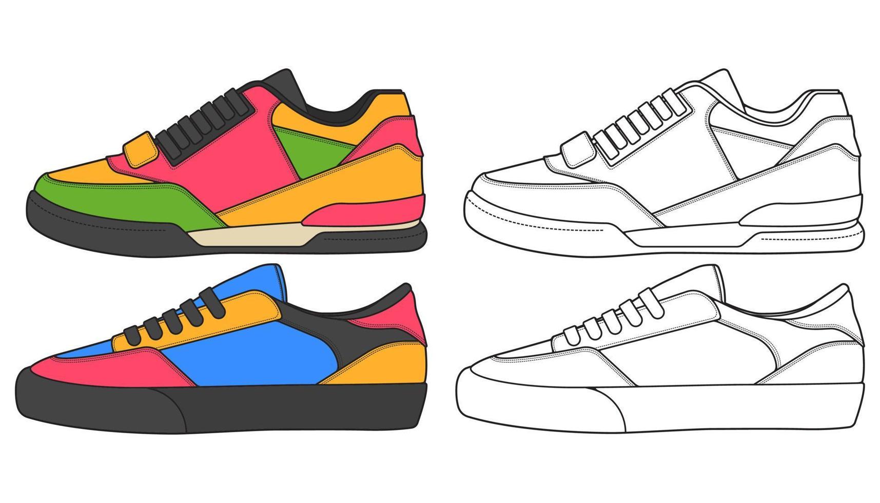 Set off Sneaker shoe . Concept. Flat design. Vector illustration. Sneakers in flat style.