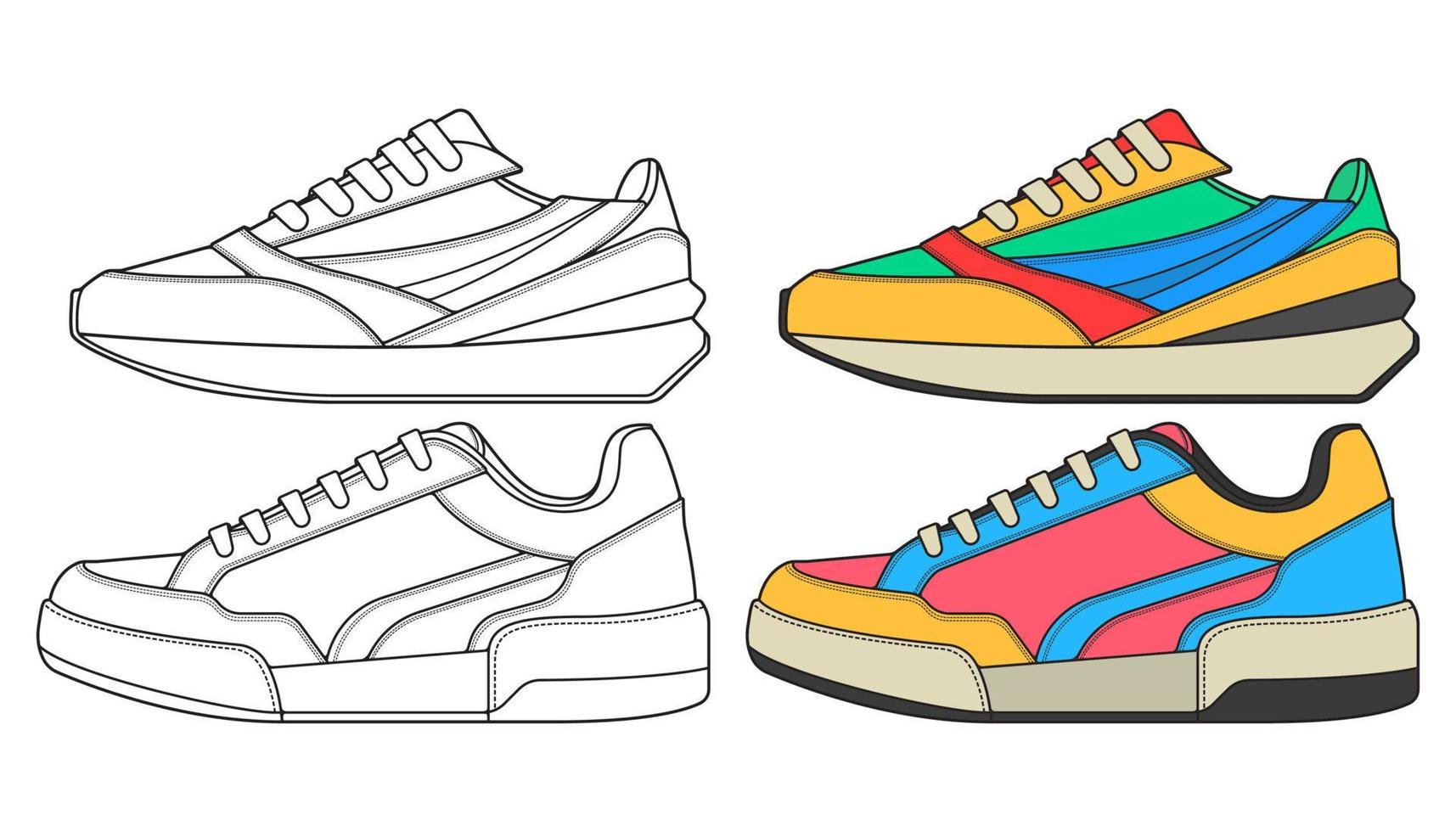 Set off Sneaker shoe . Concept. Flat design. Vector illustration. Sneakers in flat style.