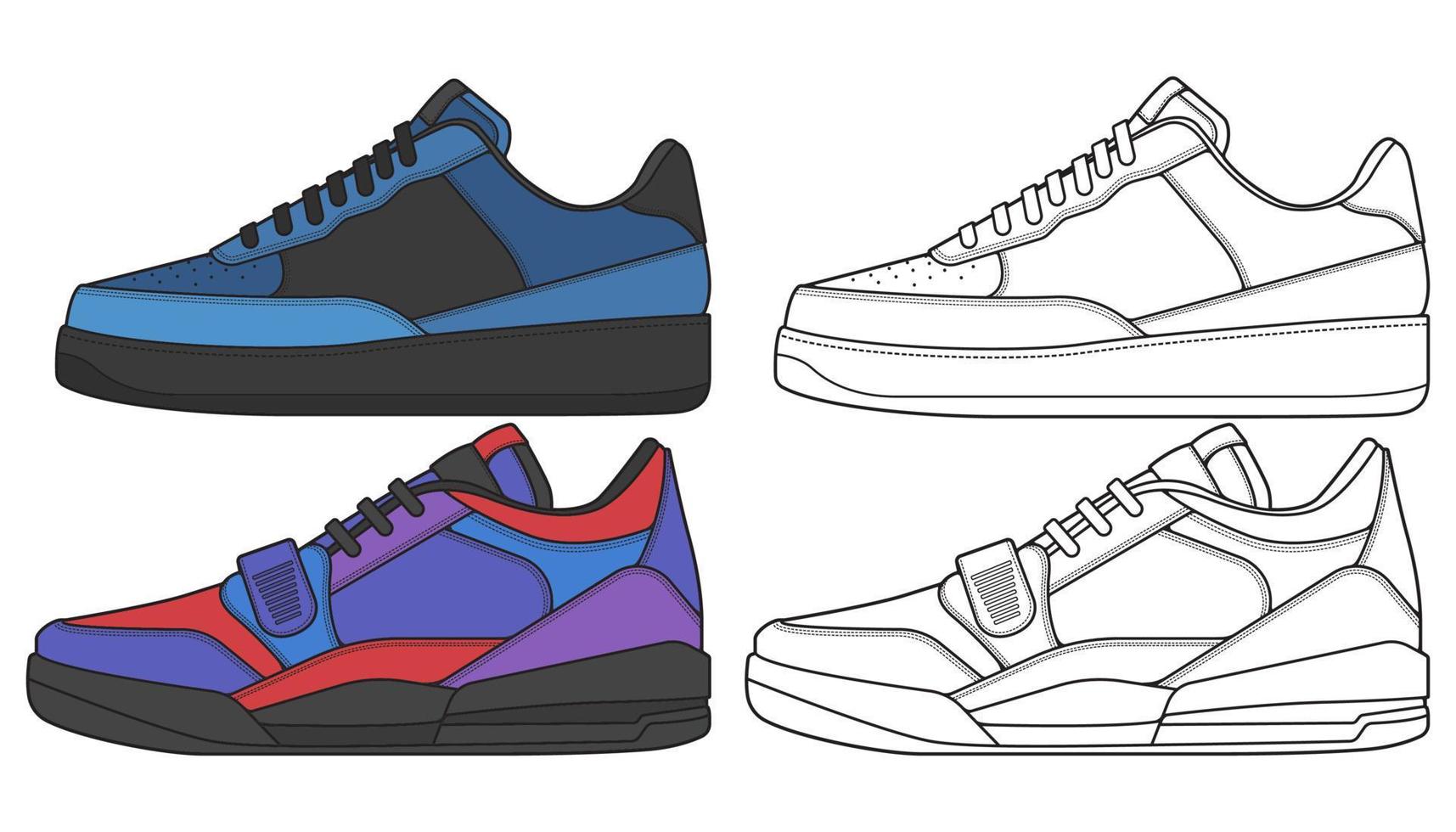 Set off Sneaker shoe . Concept. Flat design. Vector illustration. Sneakers in flat style.