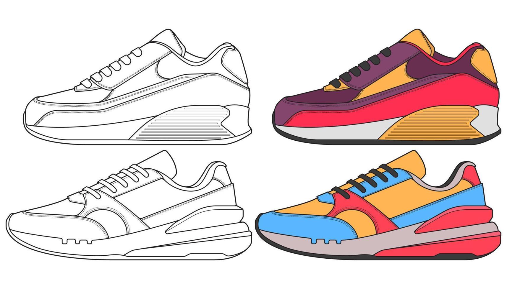 Set off Sneaker shoe . Concept. Flat design. Vector illustration. Sneakers in flat style.