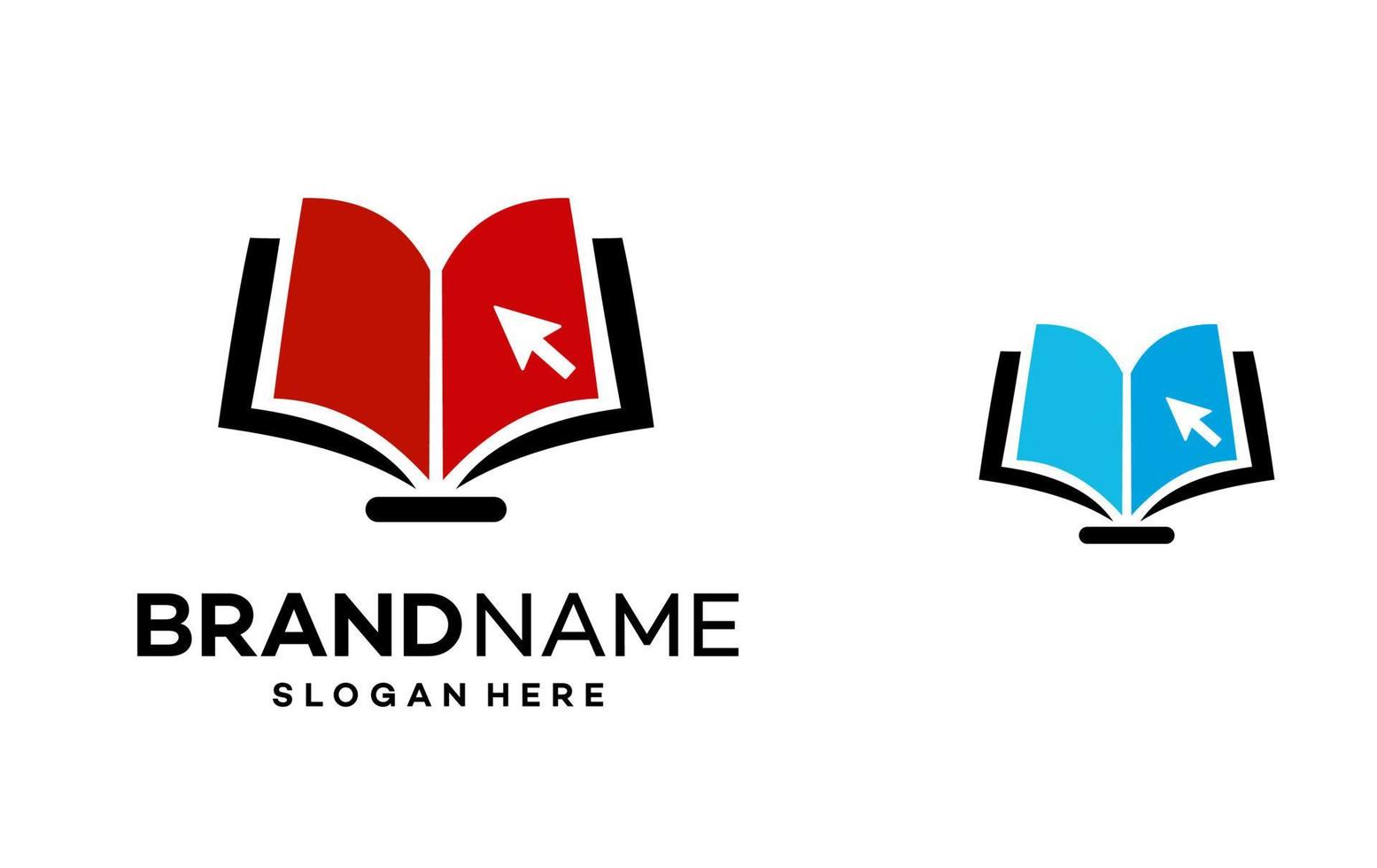vector de ilustración de diseño de plantilla de logotipo de icono de libro en línea