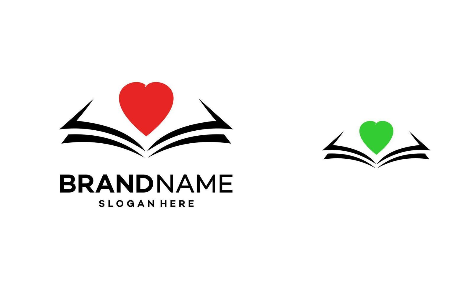 ilustración de plantilla de logotipo de libro de amor vector