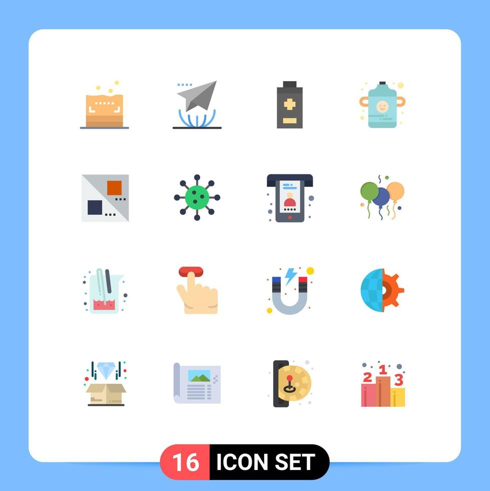 conjunto de 16 iconos de interfaz de usuario modernos signos de símbolos para línea de biología menos diseño paquete editable infantil de elementos de diseño de vectores creativos