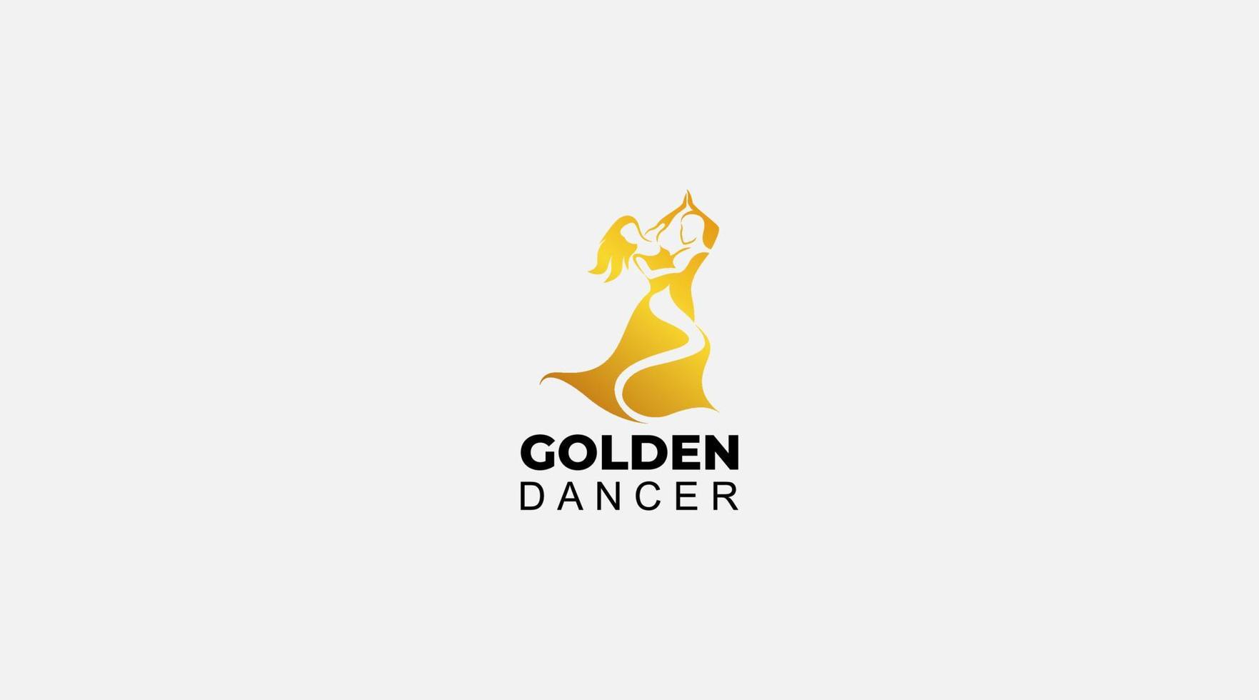 ilustración de diseño de vector de logotipo de bailarina dorada