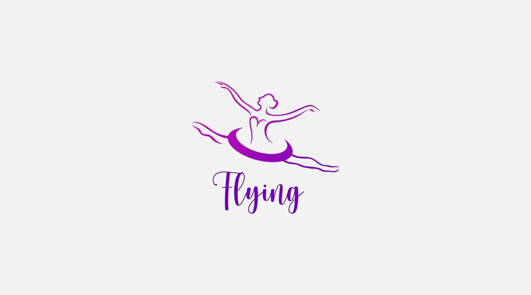 Flying dance lady vector logo design illustration