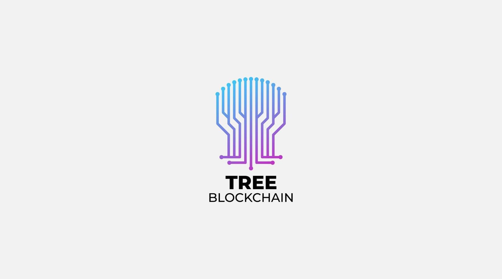 Ilustración de vector de diseño de logotipo de cadena de bloque de árbol digital