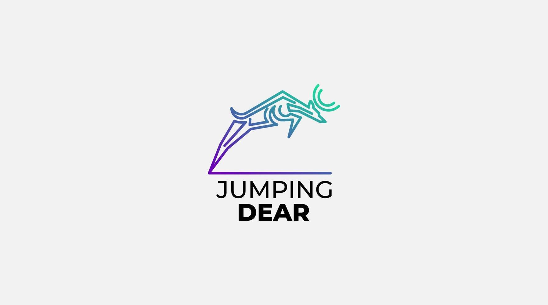 Tech dear jumping logo design illustration vector