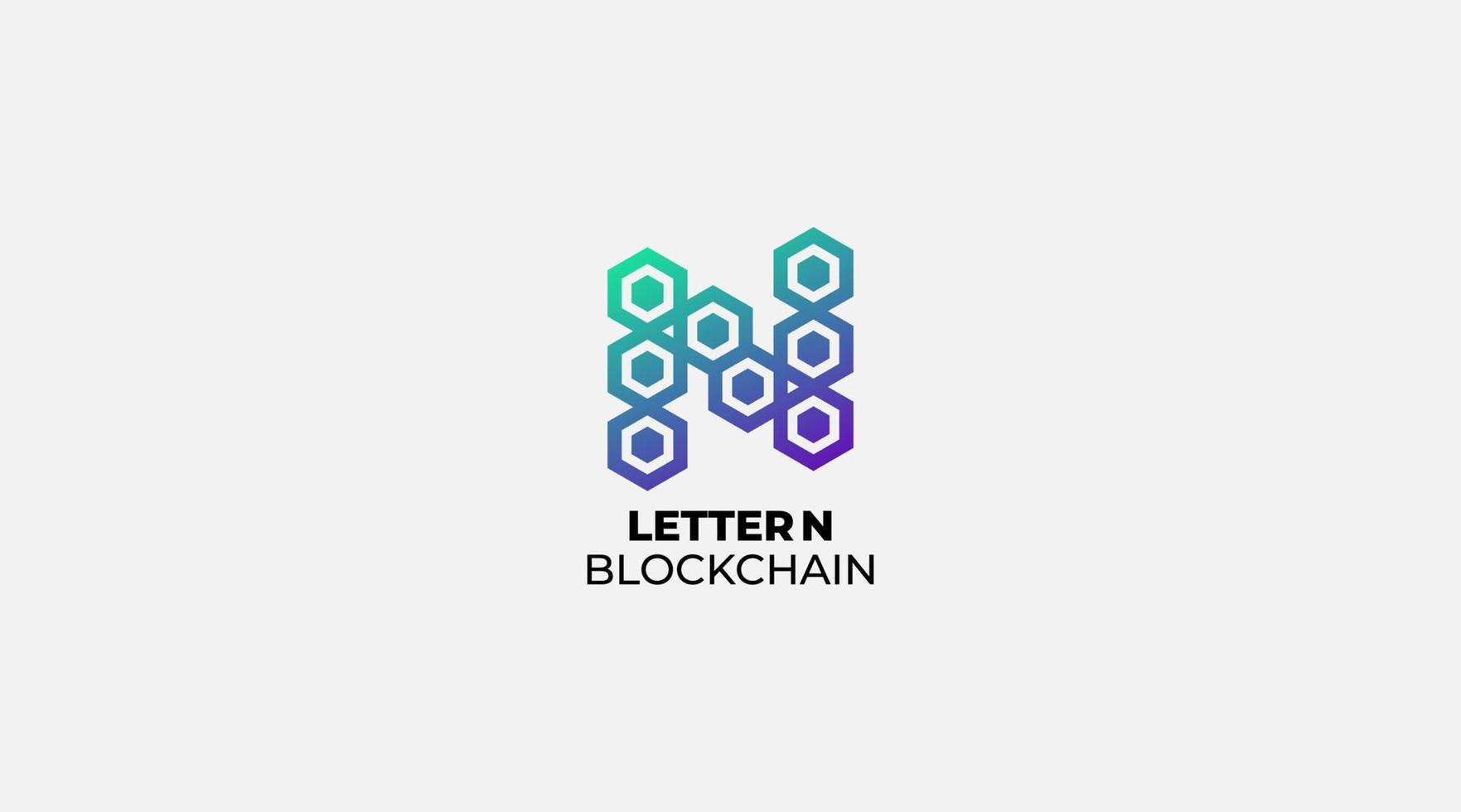 initial letter n blockchain logo design vector
