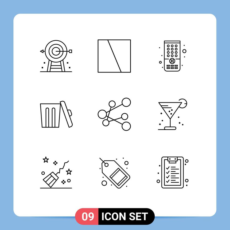 9 Universal Outlines Set for Web and Mobile Applications link trash layout garbage ecology Editable Vector Design Elements