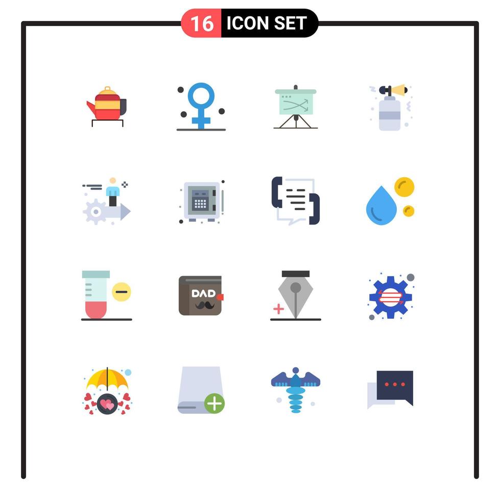 Set of 16 Modern UI Icons Symbols Signs for setting night strategic celebration graph Editable Pack of Creative Vector Design Elements