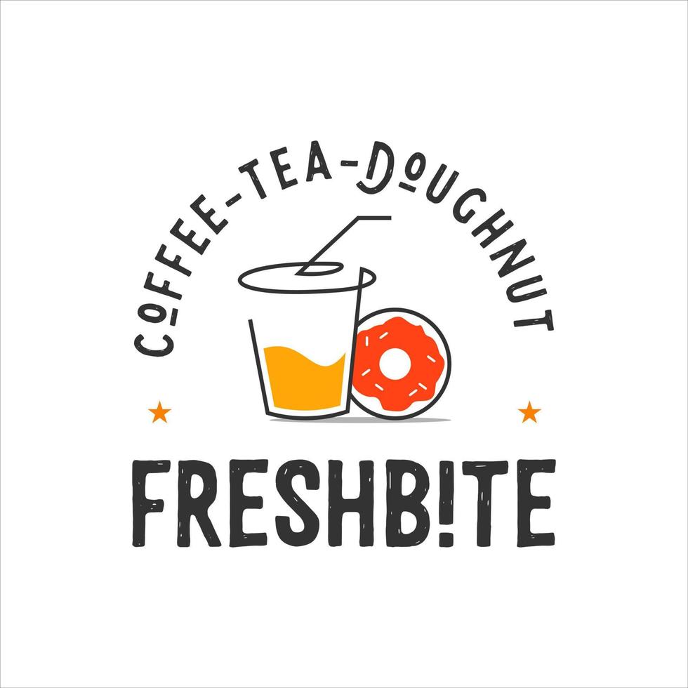 cup and doughnut logo vector in emblem