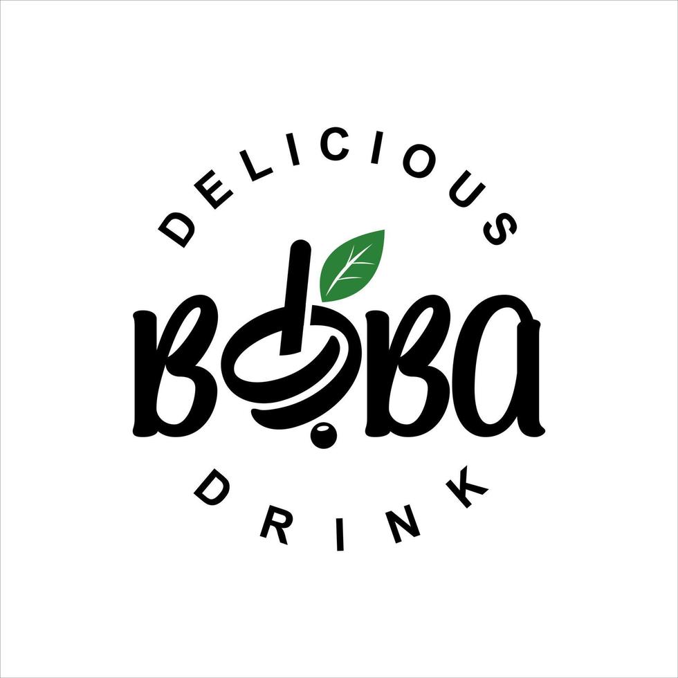 logotipo de té con leche lindo boba perla vector