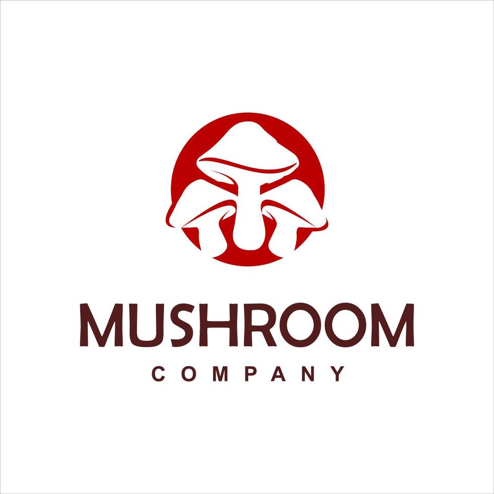 red mushroom logo simple modern circle vector