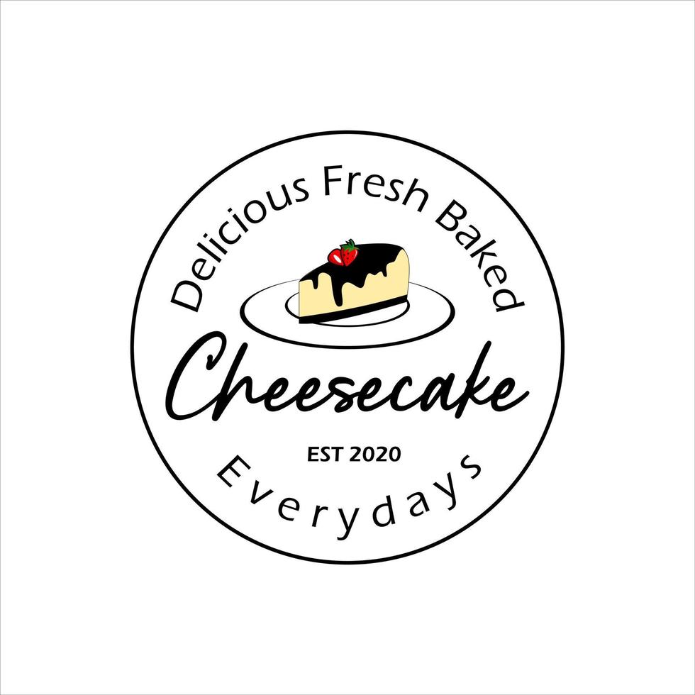 simple circle stamp label cheesecake bakery vector