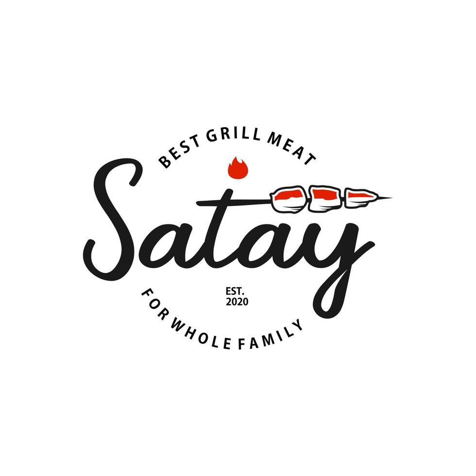 satay logo sello insignia comida vector