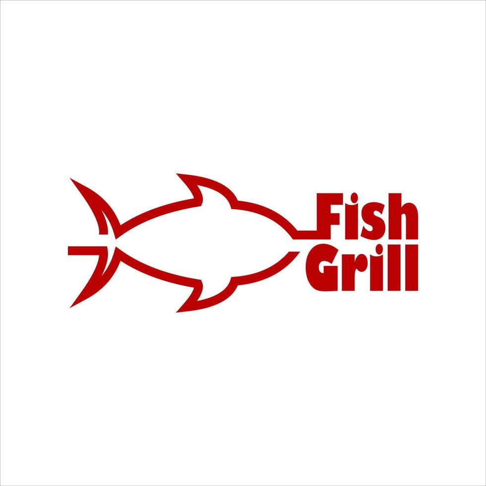 plantilla de logotipo de restaurante de pescado a la parrilla simple vector