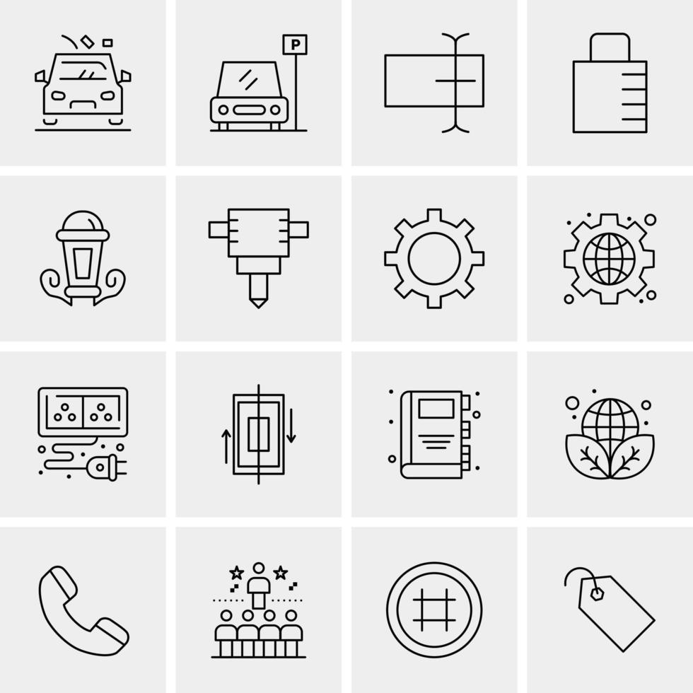 16 iconos de negocios universales vector ilustración de icono creativo para usar en proyectos relacionados con la web y dispositivos móviles