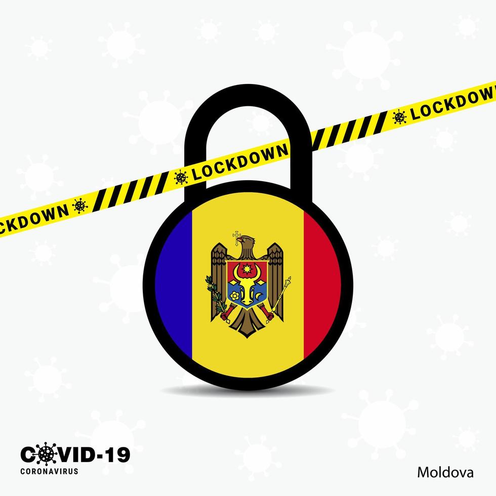Moldova Lock DOwn Lock Coronavirus pandemic awareness Template COVID19 Lock Down Design vector