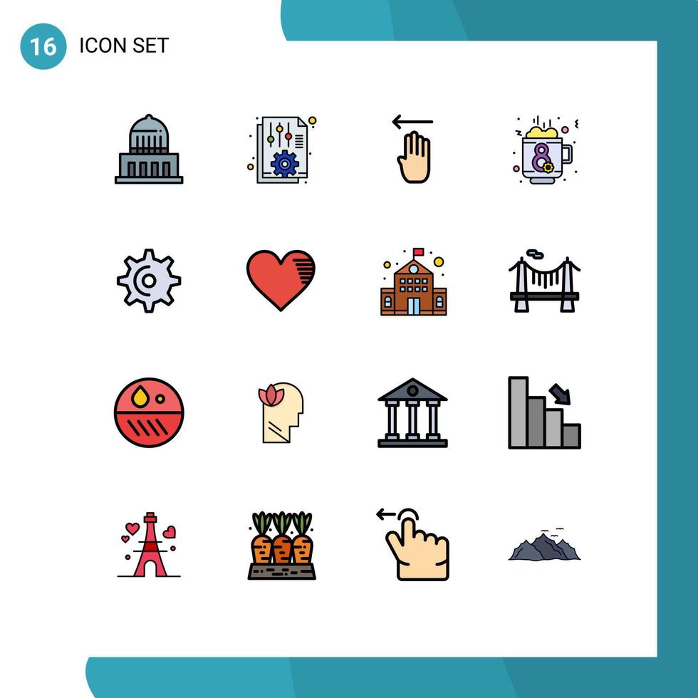 paquete de iconos de vectores de stock de 16 signos y símbolos de línea para el día del informe de la rueda caliente elementos de diseño de vectores creativos editables a la izquierda