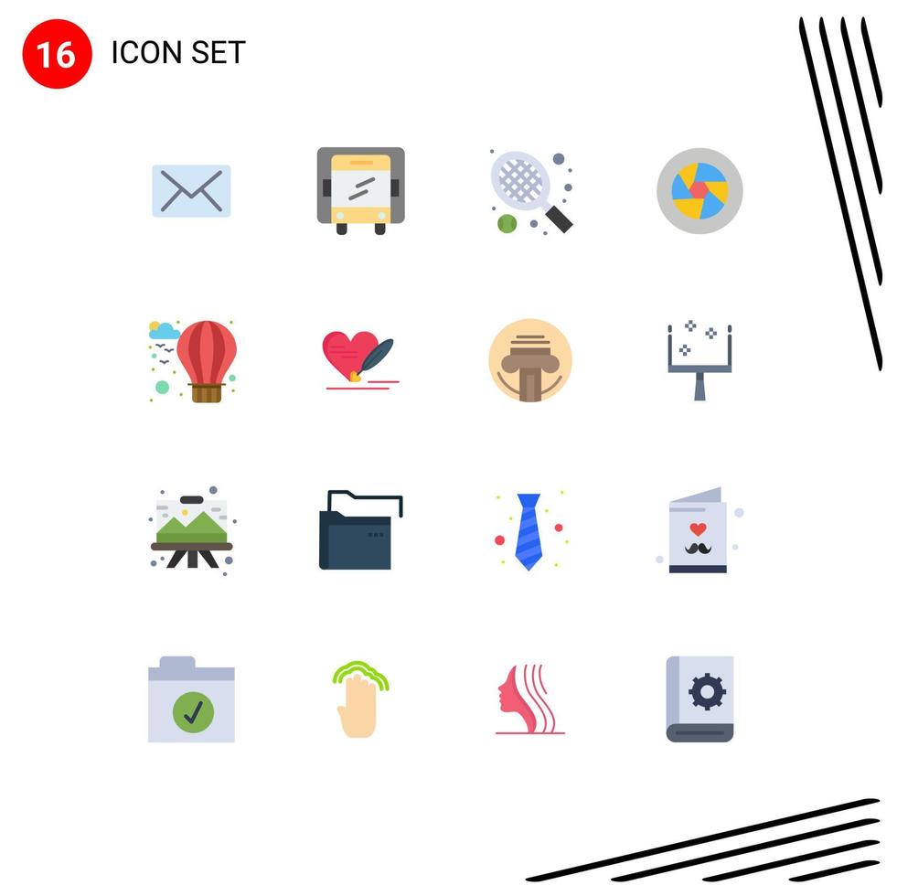 16 Creative Icons Modern Signs and Symbols of pen balloon tennis air movie Editable Pack of Creative Vector Design Elements