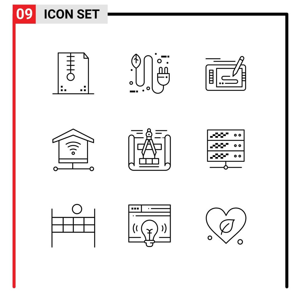 9 Creative Icons Modern Signs and Symbols of signal security electricity pad pencil Editable Vector Design Elements