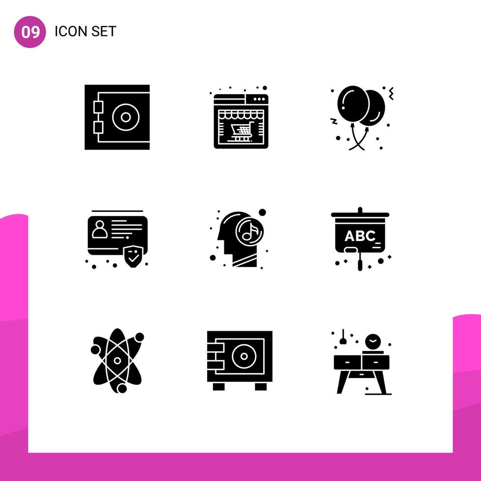 9 Creative Icons Modern Signs and Symbols of mind security balloon id id Editable Vector Design Elements