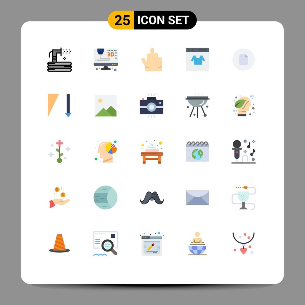 Pictogram Set of 25 Simple Flat Colors of basic document hand shopping online Editable Vector Design Elements