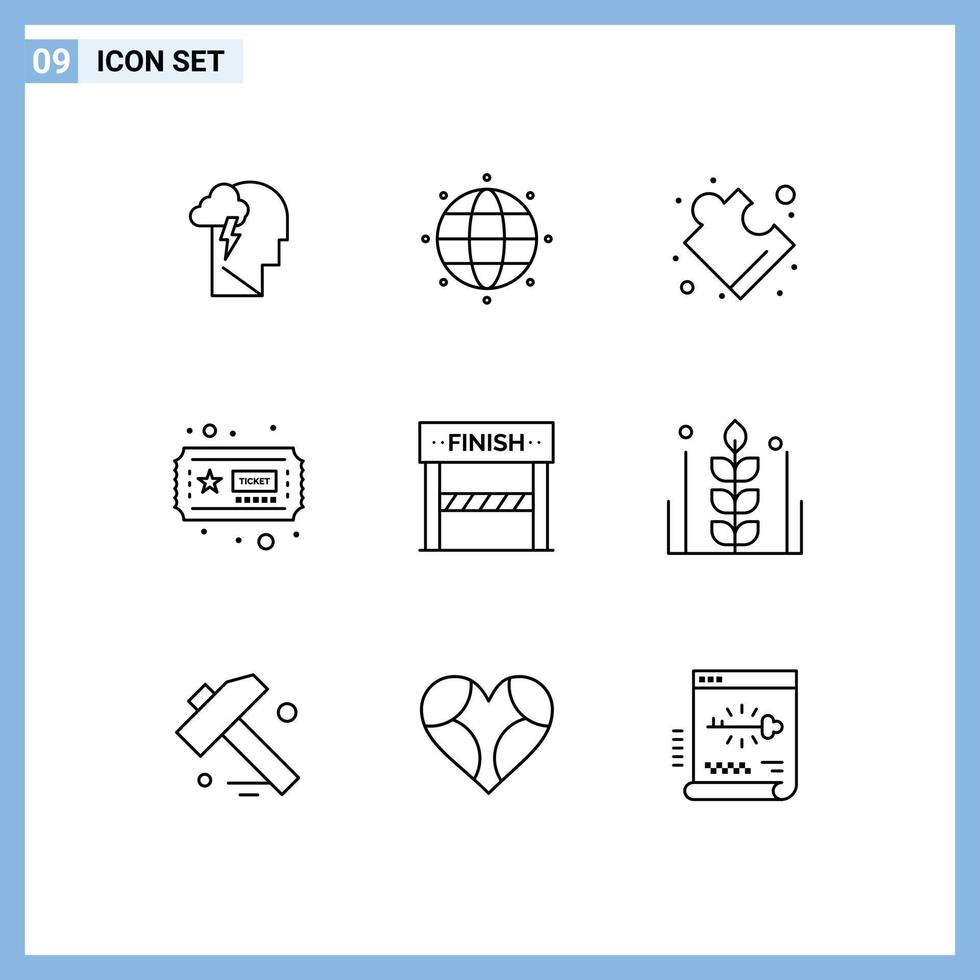 Modern Set of 9 Outlines and symbols such as autumn sport puzzle line hobby Editable Vector Design Elements