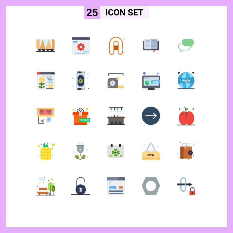 Pictogram Set of 25 Simple Flat Colors of web sms camping chat knowledge Editable Vector Design Elements