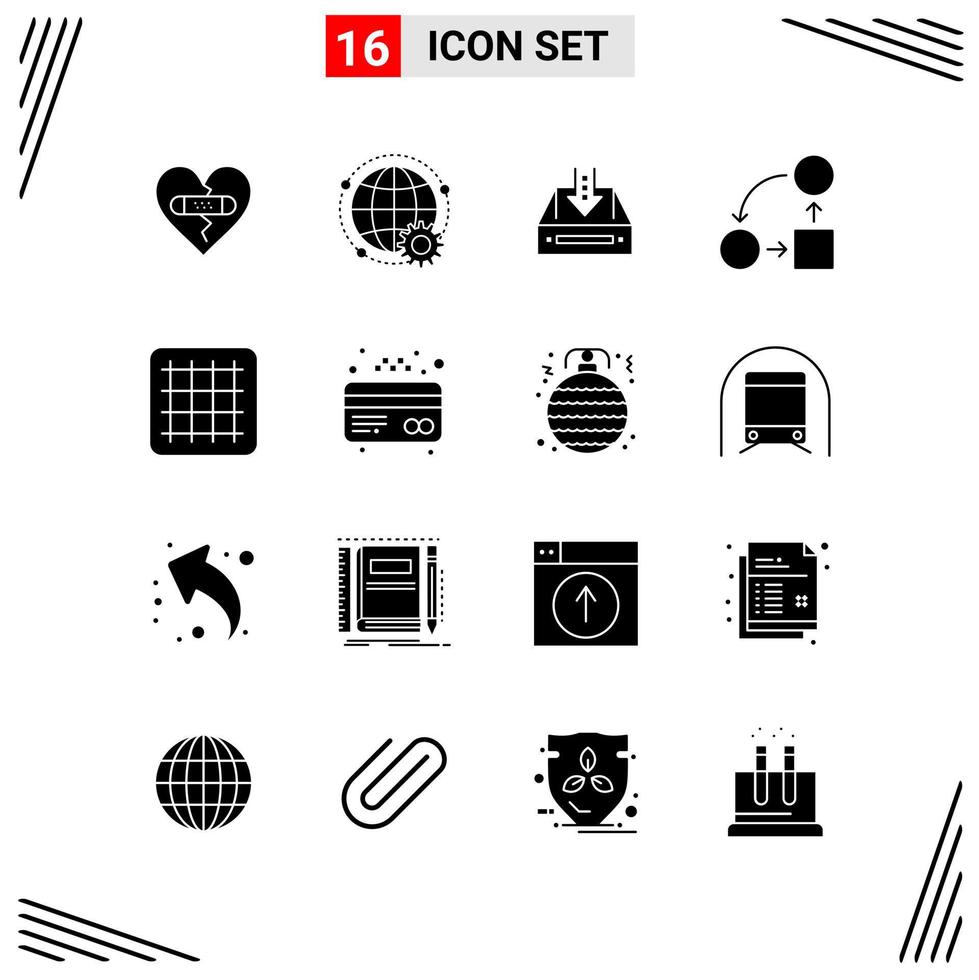 16 Icons Solid Style Grid Based Creative Glyph Symbols for Website Design Simple Solid Icon Signs Isolated on White Background 16 Icon Set vector