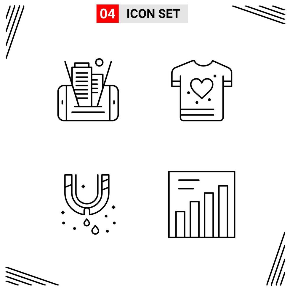 4 Icons Line Style Grid Based Creative Outline Symbols for Website Design Simple Line Icon Signs Isolated on White Background 4 Icon Set Creative Black Icon vector background