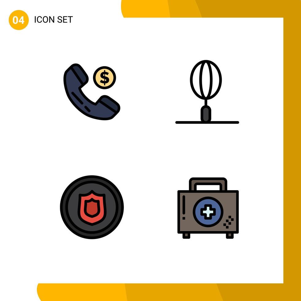 paquete de iconos de vector de stock de 4 signos y símbolos de línea para seguridad de comercio electrónico bebida ayuda de cocina elementos de diseño de vector editables